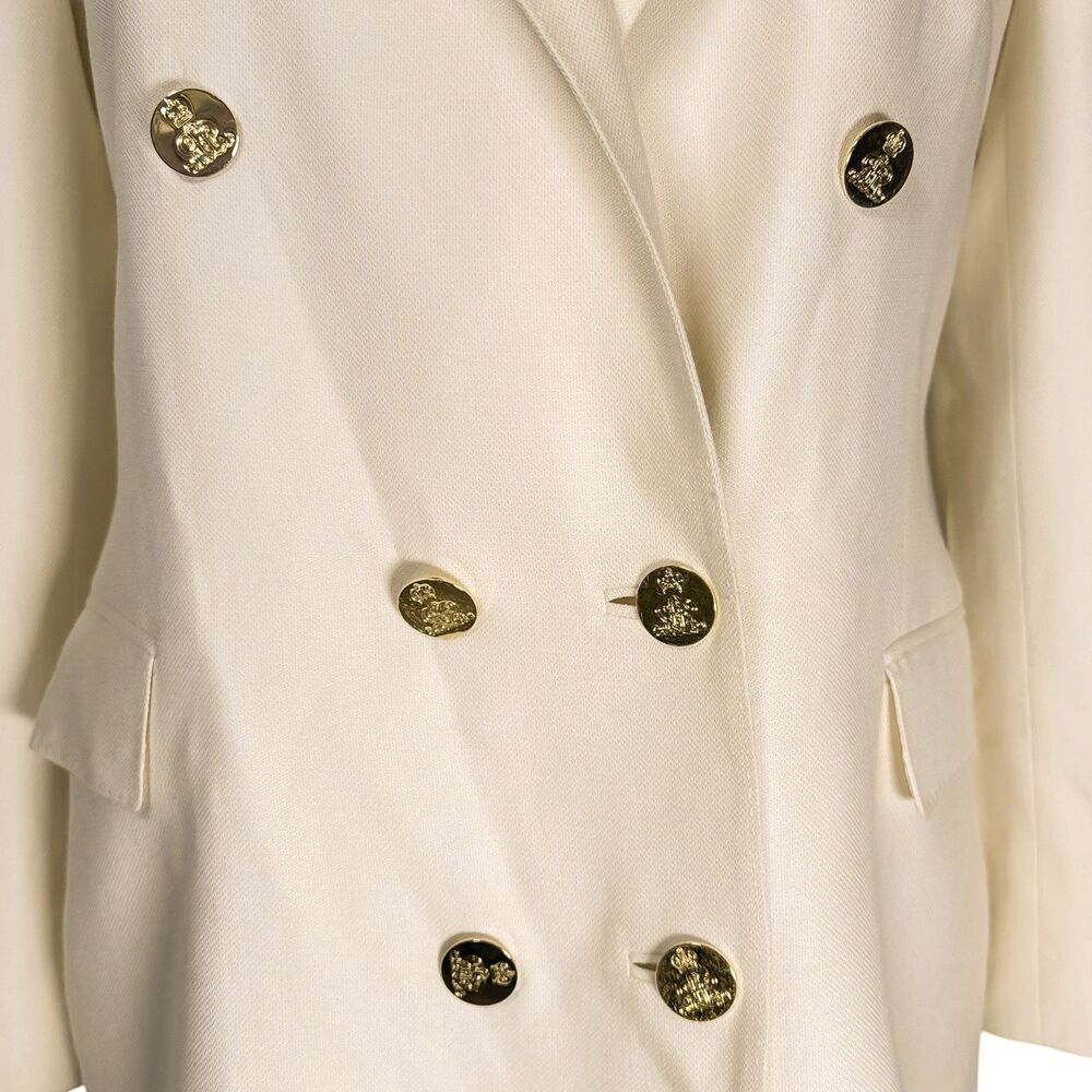 Ralph Lauren Purple Label Cashmere Blazer 10 Cream Double Breasted USA Silk - Picture 6 of 14